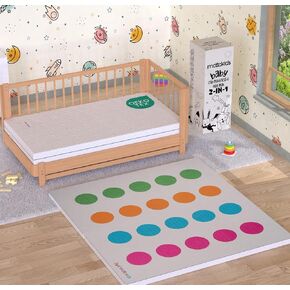 2in1 Crib Mattres with Play Mat, Premium Dual Sided Comfort Toddler Bed Mattress, Baby Mattress for Infant and Toddler, Removable Cover (Unisex, 52x28x5 inches)