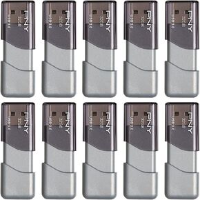 PNY 32GB Turbo Attaché 3 USB 3.0 Flash Drive, 10-Pack, Grey, P-FD32GX10TBOP-MP, 100MB/s, Light-Weight Durable - Data Storage and Transfer
