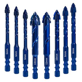 Upgraded SONCHIE Serrated Masonry Drill Bit Set - 1/4 to 9/16 Inch 8-Piece Set Industrial & HouseholdDrill Bit Set for Concrete/Tile/Glass/Brick/Ceramic/Plastic/Wood