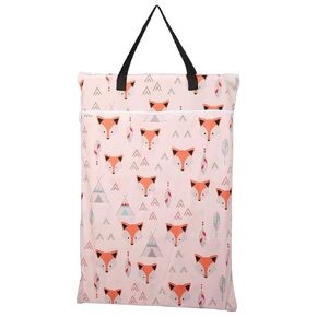 Large Hanging Wet/Dry Cloth Diaper Pail Bag for Reusable Diapers or Laundry (Baby Fox)
