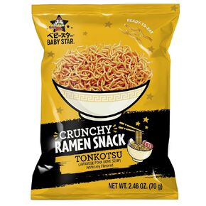 Baby Star Crunchy Ramen Snack Tiny | Tonkotsu 2.46oz (6 Pack) | Delicious Dry Ramen Snack Packs