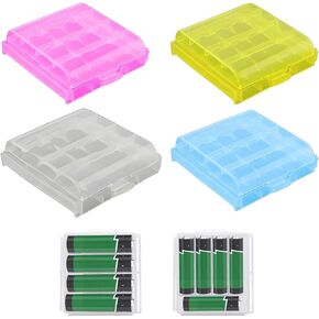Battery Storage Organizer - AA/AAA Battery Holder Case (4 Pack, Multi-Colors) - Battery Organizer Ideal for Travel, Home, Office, School, and Garage (4Pcs Multi Color)