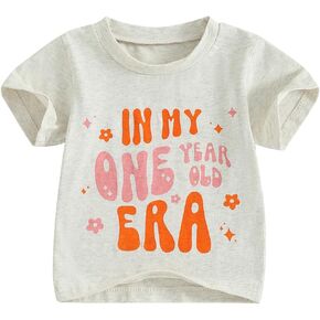 Baby Girls First Birthday Outfit 1st Birthday T-Shirt in My One Year Old Era Short Sleeve Top