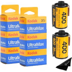 Kodak Ultramax 400 35mm Film 6 Pack 36exp for 35mm Film Camera Kodak 35mm Film Roll Bundle - Kodak Film- Balveli Microfiber Cloth - 35 mm Film Roll- Camera Film- 35mm Film Kodak- Kodak Film 35mm