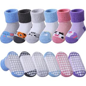 Baby Grips Socks Kids Toddler Girls Boys Non Slip Thermal Socks Cozy Thick Cotton Winter Warm Socks