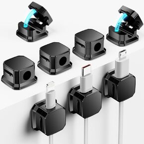 16 Pack Magnetic Cord Organizer, Cord Holder for Nightstand,Desktop Multipurpose Magnetic Cable Clips for Organizing Desk,Nightstand and Car Phone Charger(Black)
