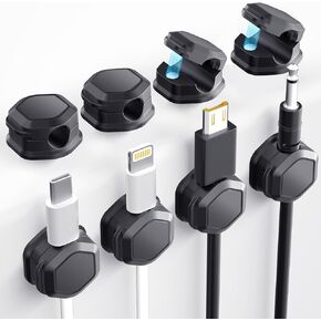 8 Pack Magnetic Cable Clips - Cord Holder for Nightstand - Cord Organizer for Desk- Cord Holder, Magnetic Cord Organizer, for Desk, Nightstand, Phone Charger, Computer, Home, Office, Car