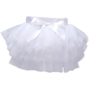 Infant Baby Girls Fluffy Soft Tutu Skirt Toddler Princess Tulle Ruffled Bloomers Pants with Ribbon Bowknot