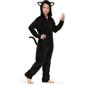 BesserBay Unisex Kids Halloween Hoodie Onesie Cute Cat Jumpsuits 4-14 Years