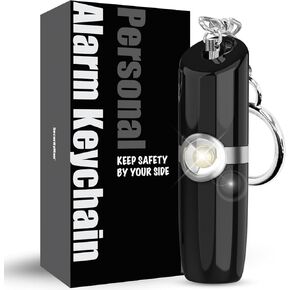 Securityman Personal Safety Alarm for Women - Everyday Protection Companion - Loud 130Db Siren, SOS Light, Rechargeable - Discreet Lipstick Styled Safety Keychain Alarm (Black)