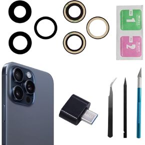 3pcs/Set Back Camera Lens Glass Replacement for iPhone 15 Pro 6.1inch Camera Lens Replacement with Pre-Installed Adhesive + Repair Tool Kit, Anti-Lens Scratch & Waterproof Needle