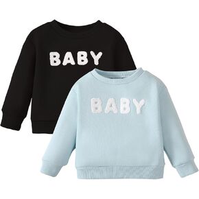 SOBOWO Toddler Baby Girl Sweatshirt Crewneck Fleece Ruffle Sleeve Letter Print Pullover Hoodie Tops Warm Fall Winter Clothes