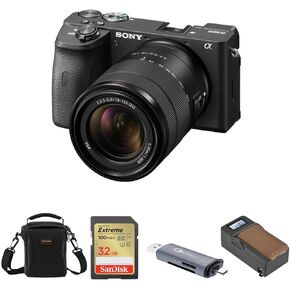 Sony Alpha a6600 Mirrorless Interchangeable Lens Digital Camera with 18-135mm Lens - Bundle with Shoulder Bag, 32GB SD Card, Card Reader, Extra Battery, Charger