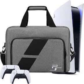 FCQQYWZ Carrying Case for PS5 Case Travel Bag, Large Capacity PS5 Protective Case Storage Bag Compatible with Playstation 5 Disk/ Digital Edition Console, Controllers, Game Cards, Accessories-GREY