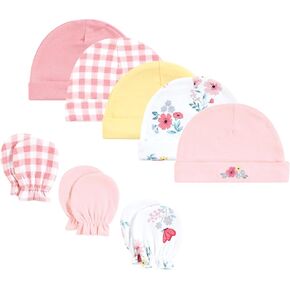 Hudson Baby Unisex Baby Cotton Cap and Scratch Mitten Set, 0-6 Months