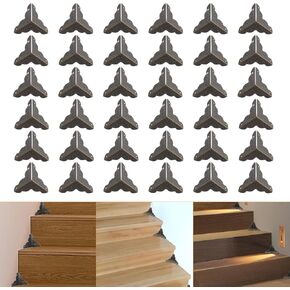 36 PCS Stair Dust Inner Corners for Wooden Steps, 25mm Antique Decorative Corner for Jewelry Box, Vintage Edge Guard with Screws (Bronze)