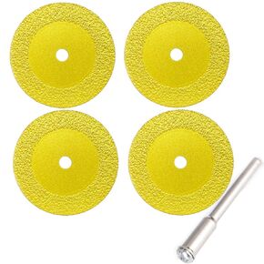 4PCS Diamond Cutting Wheels, 2“ Diamond Vacuum Brazed Cutting Wheels Cut Off Wheel with 1Pcs Mandrels, for Cutting Glass, Crystal, Ceramics, Tile, Jade.