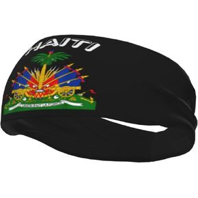Cute Haiti Flag Headbands Women Men Haitian Flag Sweatband Sport Headbands for Running Fitness Yoga Cycling