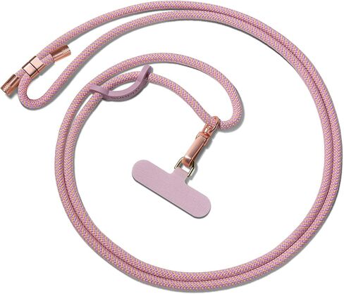 SURPHY Phone Lanyard Crossbody, Adjustable Cell Phone Lanyard with 2 Pack Phone Tether Tab, Two-Color Braided Phone Strap with Carabiner, Pink & Purple in Saudi Arabia