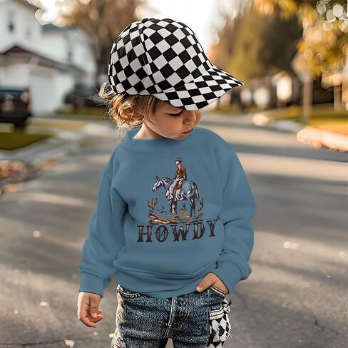 Toddler Boy Howdy Sweatshirt Cowboy Western Graphic Long Sleeve T-Shirt Kids Vintage Rodeo Lightweight Pullover Tops in Saudi Arabia