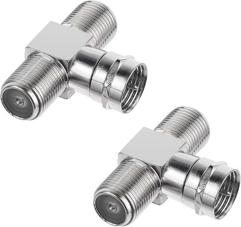 2Pack Coaxial Cable Splitter F-Type Coax Cable Splitter TV Splitter 2 in 1 Out F Type RG6 Male to 2 F Female 3 Way Connector Coaxial Cable Connector for Video VCR Antenna Cable Satellite in Saudi Arabia
