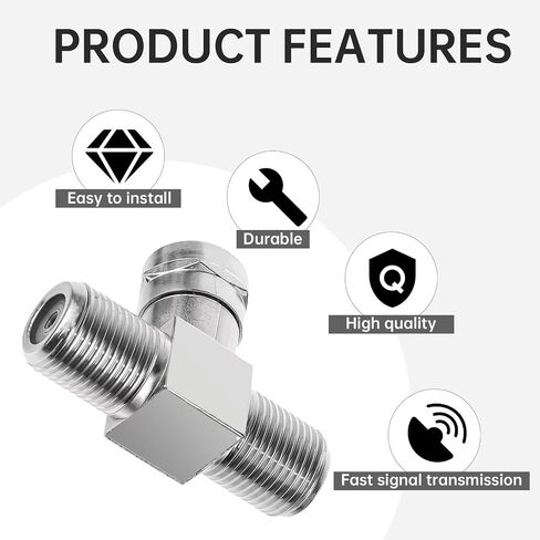 2Pack Coaxial Cable Splitter F-Type Coax Cable Splitter TV Splitter 2 in 1 Out F Type RG6 Male to 2 F Female 3 Way Connector Coaxial Cable Connector for Video VCR Antenna Cable Satellite in Saudi Arabia