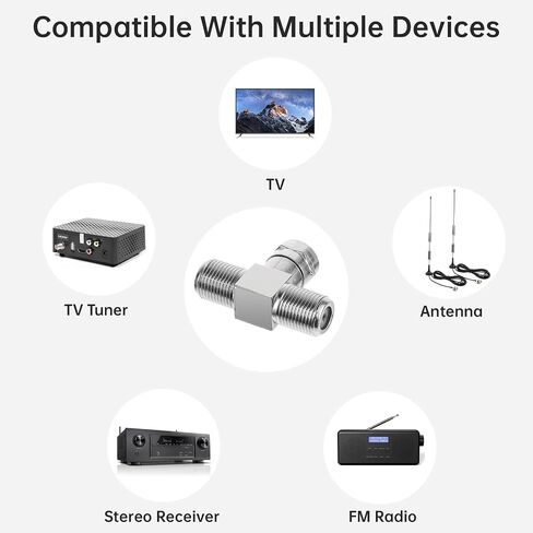 2Pack Coaxial Cable Splitter F-Type Coax Cable Splitter TV Splitter 2 in 1 Out F Type RG6 Male to 2 F Female 3 Way Connector Coaxial Cable Connector for Video VCR Antenna Cable Satellite in Saudi Arabia