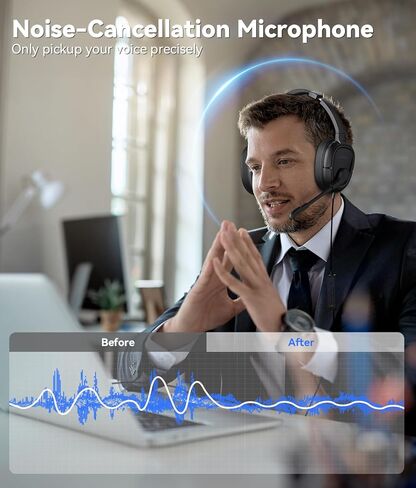 LEVN Headset with Mic, Headset with Microphone for PC, Wired Headphones with Mic,USB Headset with Noise Cancelling Microphone for Work from Home/Office/Call Center/Online Class/Teams Zoom Meetings in Kuwait