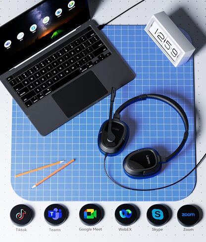 LEVN Headset with Mic, Headset with Microphone for PC, Wired Headphones with Mic,USB Headset with Noise Cancelling Microphone for Work from Home/Office/Call Center/Online Class/Teams Zoom Meetings in Kuwait