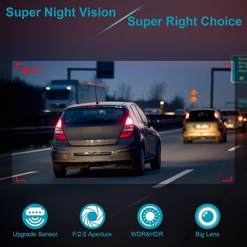 كاميرا داش كام أمامية وخلفية، 1080 بيكسل فل اتش دي واي فاي لداشات السيارات مع التطبيق، كاميرا داش ثلاثية الاتجاهات مع رؤية ليلية، WDR، زاوية واسعة 170 درجة، تسجيل حلقي، كشف الحركة، دعم 128 جيجابايت كحد أقصى in Kuwait