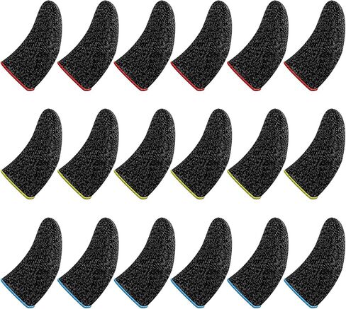 24Pcs Mobile Phone Gaming Finger Sleeves Thumb Sleeves for All Touchscreen Devices Silver Fiber Finger Protector Anti-Sweat Breathable Seamless Touchscreen Finger Cover for Phone Game in Saudi Arabia
