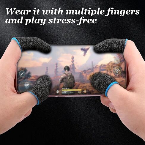 24Pcs Mobile Phone Gaming Finger Sleeves Thumb Sleeves for All Touchscreen Devices Silver Fiber Finger Protector Anti-Sweat Breathable Seamless Touchscreen Finger Cover for Phone Game in Saudi Arabia
