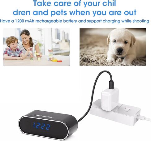 ساعة كاميرا مخفية، كاميرا تجسس أمنية، كاميرا واي فاي عالية الدقة 1080 بكسل مع كشف حركة للرؤية الليلية، كاميرات مراقبة صغيرة لمربية الأطفال مع فيديو داخلي in Kuwait