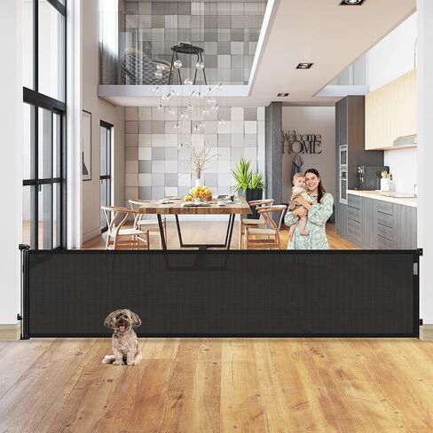 Retractable Baby Gate 65" Dog Gate Mesh Safety Pet Gate Indoor Outdoor Child Safety Baby Gates for Stairs, Doorways, Hallways in Saudi Arabia