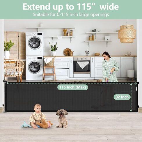 Retractable Baby Gate 65" Dog Gate Mesh Safety Pet Gate Indoor Outdoor Child Safety Baby Gates for Stairs, Doorways, Hallways in Saudi Arabia