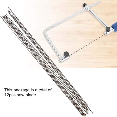 12PCS Scroll Saw Blades, Wood Saw Blades, Spiral Teeth Wood Metal Plastic Cutting High Carbon Steel, 5.12 Inch, for Wood Metal Plastic Cutting Sawing Carve (5# Saw Blade) in Kuwait