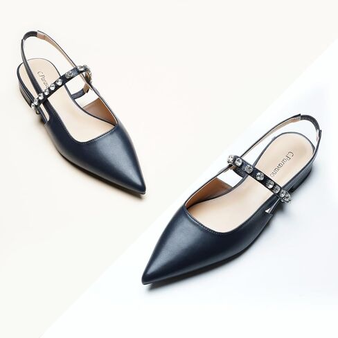 C.Paravano Slingback Flats for Women Pointed Toe Flats Sandal Women's Slingback Flats for Dressy Wedding Office Causal in Kuwait