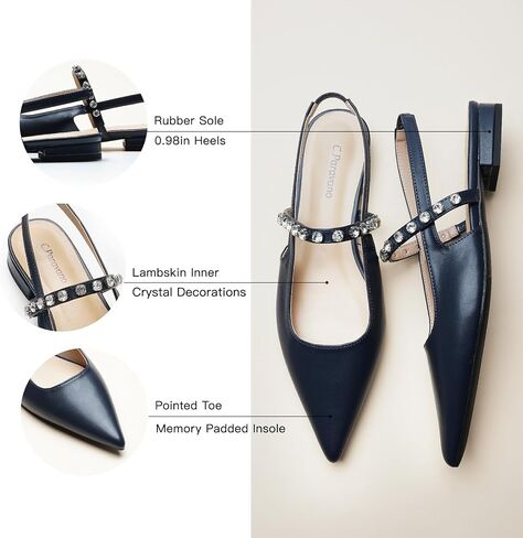 C.Paravano Slingback Flats for Women Pointed Toe Flats Sandal Women's Slingback Flats for Dressy Wedding Office Causal in Kuwait