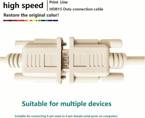 JianshenDB15 pin Display Extension Cable, Male to Female 28AWG Wire Gauge Shape, Serial RS-232 D-sub, 15 pin Male to Female (6 feet), for VGA Video Display Parallel Cable in Saudi Arabia