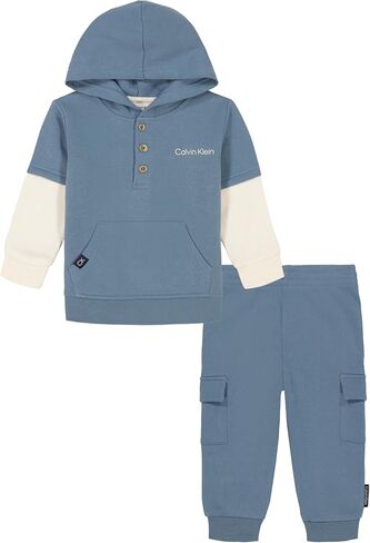 Calvin Klein baby-boys 2-piece Knit Set, Long Sleeve Shirt With Jogger Pants in Saudi Arabia