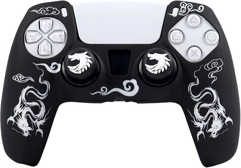 RALAN Dragon Controller Skin Silicone for PS5, Non-Slip Grip Cover Protector Compatible with PlayStation 5 Controllers with 2 Thumb Grip Caps in Saudi Arabia