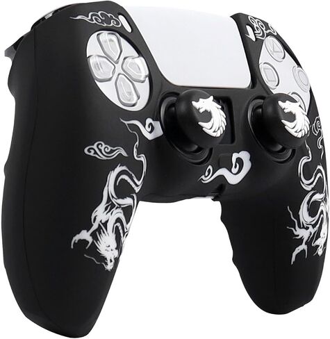 RALAN Dragon Controller Skin Silicone for PS5, Non-Slip Grip Cover Protector Compatible with PlayStation 5 Controllers with 2 Thumb Grip Caps in Saudi Arabia