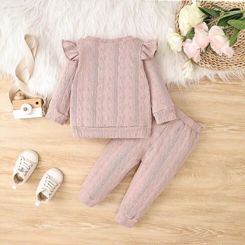 Baby Girl Clothes Outfits Fall Winter Ruffle Long Sleeves Cute Elephant Sweatshirt Pants Set 3-24 Months in Saudi Arabia