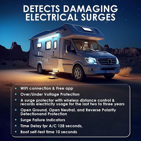 RV Surge Protector 50 Amp Waterproof (Wi-Fi with in-APP) Portablepower & Fault Detection, Hardwired Options, Remote Voltage Monitoring,for RV Camper,UL Listed. in Saudi Arabia