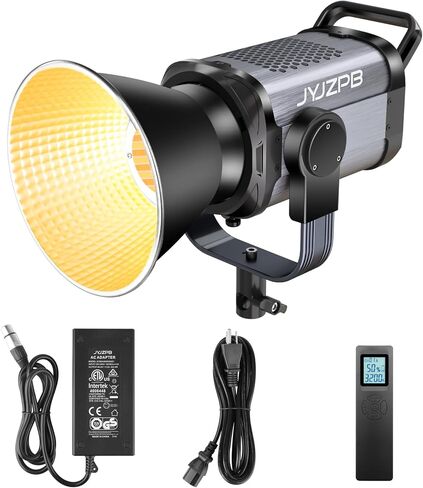 JYJZPB 100W COB LED ضوء فيديو مع جهاز تحكم عن بعد، جميع المعادن ثنائية اللون COB إضاءة إخراج مستمرة مع 30000Lux/1m 3200K-5600K CRI/TLCI97+ 12 تأثيرًا لتسجيل الفيديو in Kuwait