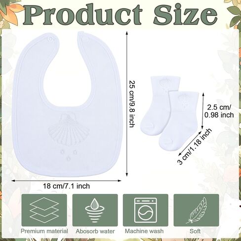 مجموعة Jiuguva 4 قطع من مريلة المعمودية والجوارب ملابس التعميد للأولاد مريلة وجوارب بيضاء مطرزة للمعمودية للأطفال الأولاد in Kuwait