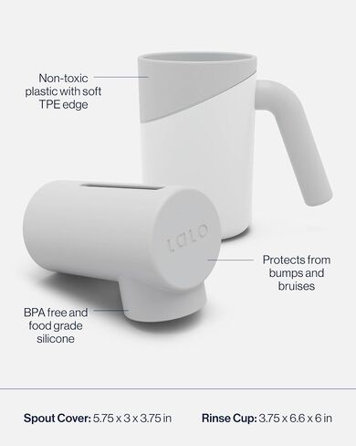 Lalo Bathtime Starter Kit - Modern Baby Bathtub, Rinse Cup & Spout Cover Bundle, Safe & Clean Design for Newborns, Minimalist Design, Easy to Clean, 25.3 x 18 x 7.7 in, 10 lb - Coconut in Saudi Arabia