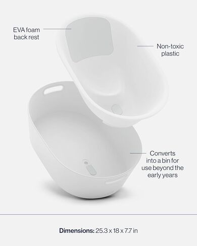 Lalo Bathtime Starter Kit - Modern Baby Bathtub, Rinse Cup & Spout Cover Bundle, Safe & Clean Design for Newborns, Minimalist Design, Easy to Clean, 25.3 x 18 x 7.7 in, 10 lb - Coconut in Saudi Arabia