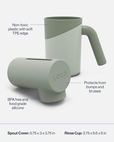 Lalo Bathtime Starter Kit - Modern Baby Bathtub, Rinse Cup & Spout Cover Bundle, Safe & Clean Design for Newborns, Minimalist Design, Easy to Clean, 25.3 x 18 x 7.7 in, 10 lb - Coconut in Saudi Arabia