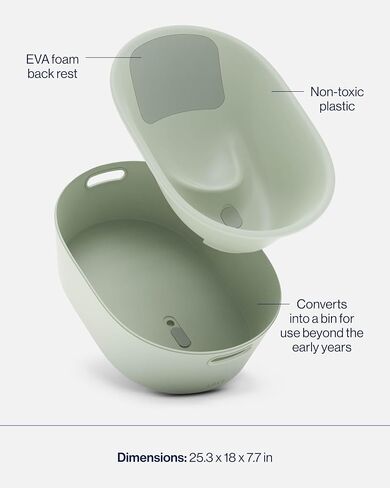 Lalo Bathtime Starter Kit - Modern Baby Bathtub, Rinse Cup & Spout Cover Bundle, Safe & Clean Design for Newborns, Minimalist Design, Easy to Clean, 25.3 x 18 x 7.7 in, 10 lb - Coconut in Saudi Arabia